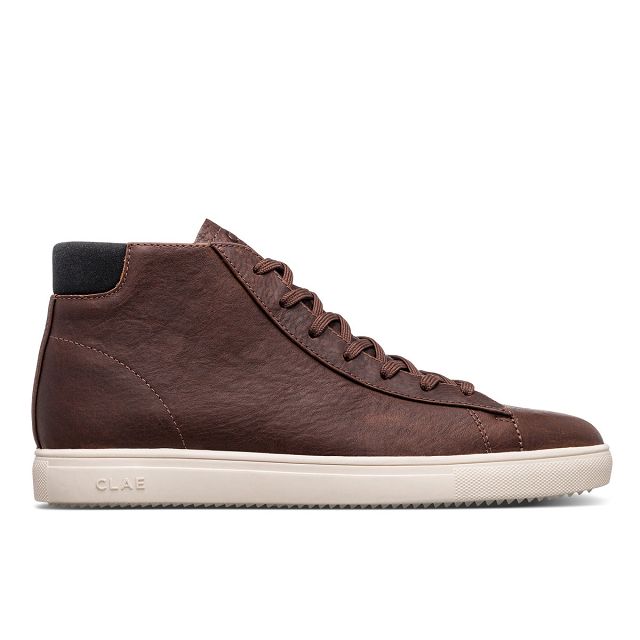 CLAE BRADLEY MID Sneakers Womens USA853-U72 In Cocoa Leather